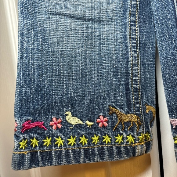GAP - Girls Baby Kids Toddler Casual Denim Jeans with Animal&Floral Embroidery - Picture 3 of 5